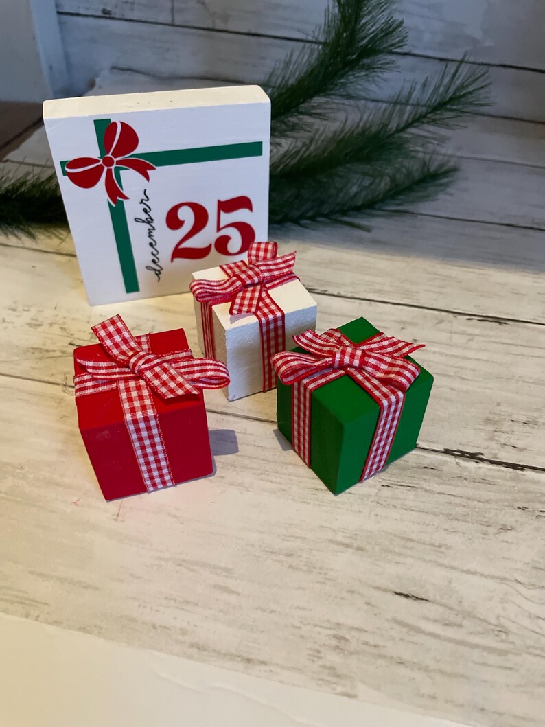 Present Blocks- Christmas -tiered Tray Decor-winter Decor - Etsy