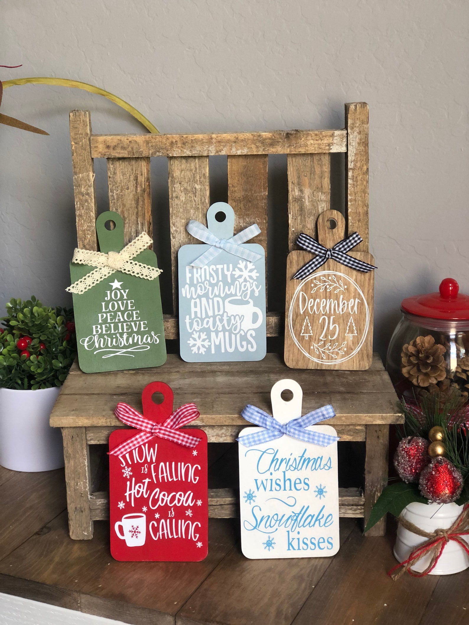 Navy Winter Time Decor Bundle Set of 3 Winter Tiered Tray Etsy