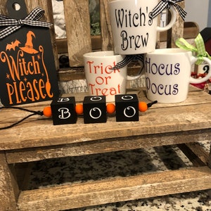 BOO Bead Block Garland- Halloween-Tiered Tray Decor-Halloween Decor