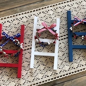 4th of July  Mini Wood ladder Tiered Tray Decor, Summer Decor, Farmhouse Decor, Summer Tier Tray Decor
