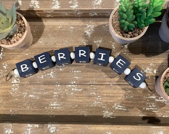 Berries Bead Block Garland- Spring Tiered Tray Decor- Summer- Blueberry