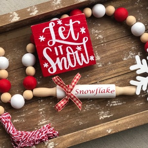 LET IT SNOW Christmas Tier Tray Set