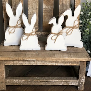 Distressed Wooden Easter Bunnies Decor
