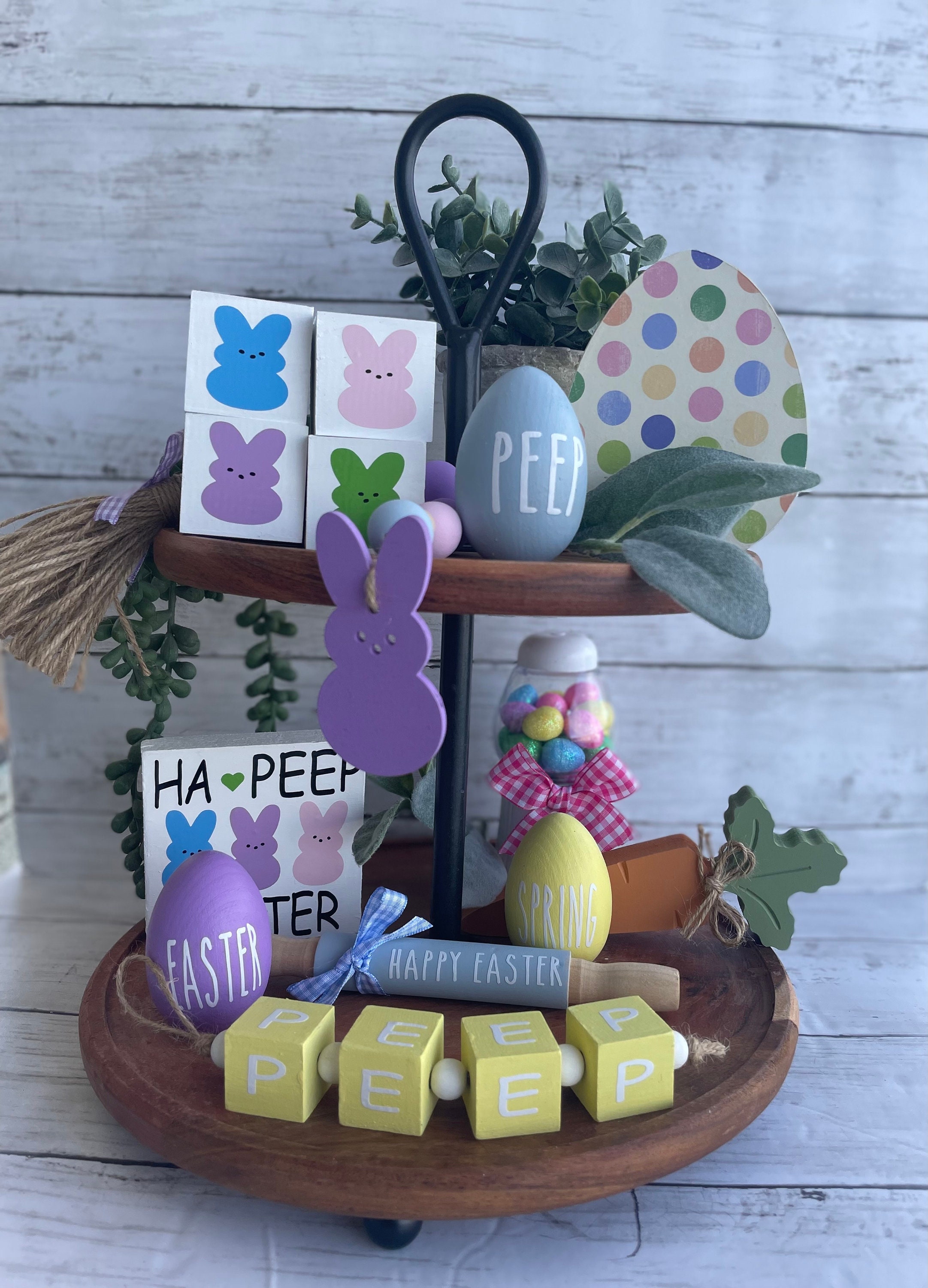 Easter Peep Decor Bundle, Tiered Tray Decor, Rae Dunn Inspired, Easter Tiered Tray Decor, Modern Farmhouse Decor, Peep Decor