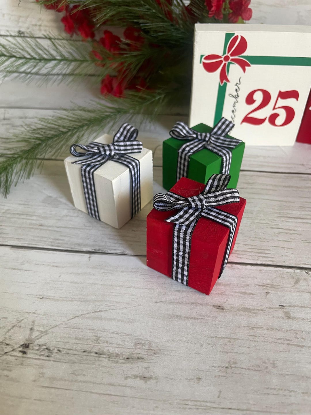 Present Blocks- Christmas -tiered Tray Decor-winter Decor - Etsy