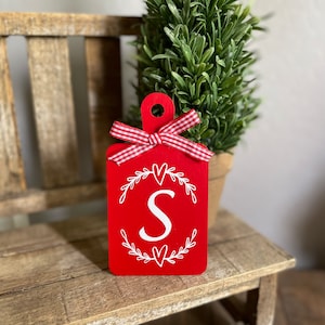 Christmas initial mini Cutting Board, tiered tray spring, tiered tray decor, wooden tag, mini sign, tiered tray, tiered tray board