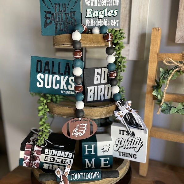 Football Tiered Tray Decor, PICK YOUR TEAM