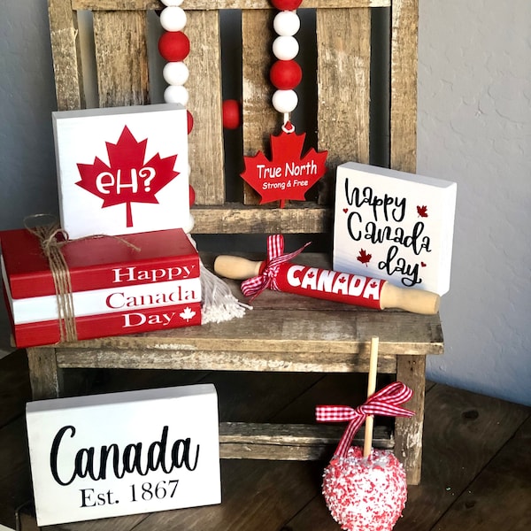 Canada Day Decor Bundle, Tiered Tray Decor, Rae Dunn Inspired, Farmhouse Tiered Tray Decor, Farmhouse Decor, Modern Farmhouse Decor