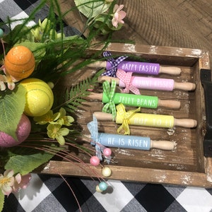 Easter Rolling pins | Easter Day Tier Tray Decor | Tiered Tray Decor | Mini Rolling Pins Tiered Tray