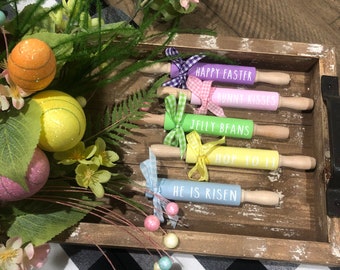 Easter Rolling pins | Easter Day Tier Tray Decor | Tiered Tray Decor | Mini Rolling Pins Tiered Tray