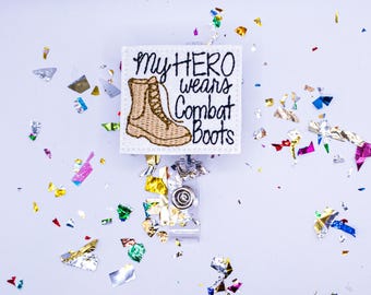 My Hero Wears Combat Boots, Military Wife  Badge Reel, Nurse Badge Reel, Teacher Badge Reel, Army Wife Badge, Military Nurse Badge