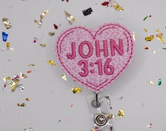John 3:16 Badge Reel, Bible Badge Reel, Christian Badge Reel, Chaplain Badge Reel, Religious Badge, Nurse Badge, Teacher Badge