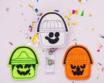 Boo Bucket Badge Reels, Vintage Badge Reel, Halloween Badge Reel, Halloween Nurse Badge, Halloween Teacher Badge, Peds Badge Reel