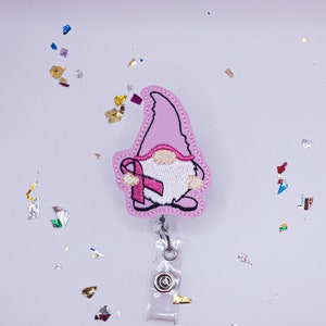 In October We Wear Pink, Breast Cancer Badge Reel, Awareness Badge, Oncology Badge Reel, Nurse Badge, Teacher Badge, Gnome Badge, Pink Badge