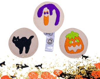 Halloween Badge Reel, Halloween Nurse Badge, Halloween Cookies, Nurse Badge Reel, Teached Badge Reel, Spooky Badge, Ghost, Pumpkin, Cat