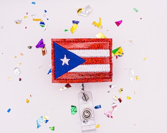 Puerto Rico Badge Reel, Puerto Rican Flag Badge, Puerto Rican Nurse Badge, Puerto Rican Teacher Badge, Spanish Badge Reel