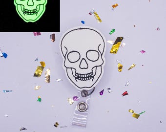 Halloween Badge Reel, Skeleton Badge Reel, Spooky Badge Reel, Glow in the Dark Badge, Nurse Badge Reel, Teacher Badge, Halloween Nurse Badge