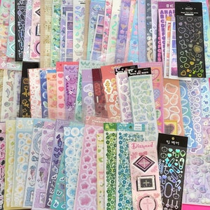 Juego de 10 hojas de pegatinas de confeti, paquete misterioso, pegatinas decorativas de K-pop, pegatinas decorativas de carga superior, pegatinas de cinta de burbujas, pegatinas coreanas de bricolaje