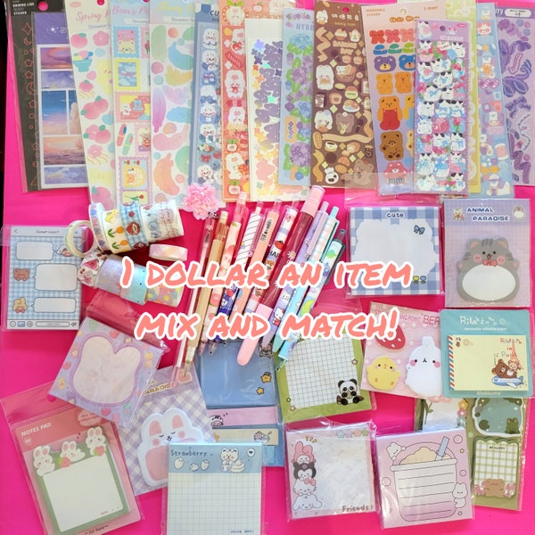 Kawaii mystery stationery box grab bag stickers pencil cases washi tapes memo sheets Korean Japan journal sets| surprise stationery