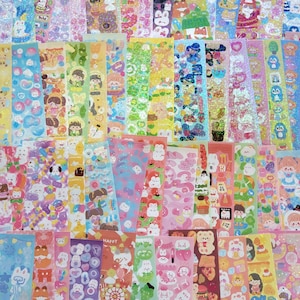 Deco Polco Stickers Blätter packen | koreanische Aufkleber Set | Ästhetische Tiere Aufkleber Blätter Grab Bag Set Mystery Pack | Journal Bujo holo