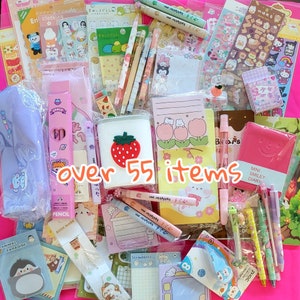 Kawaii stationery box grab bag stickers pencil cases | mega school supplies deco journal sets| surprise mystery stationery bundle set | gift