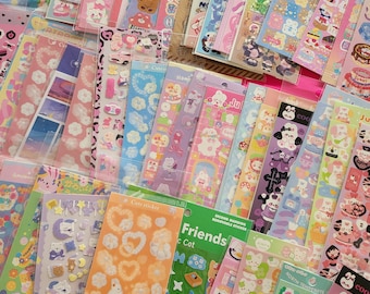 Mystery cute stickers sheet pack| Lucky Dip surprise kawaii Stickers Pack set bundle| Journaling kawaii korean japanese stickers grab bag
