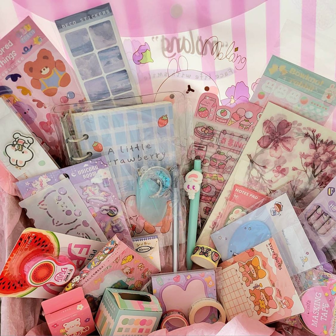 Kawaii Stationery Box Grab Bag Stickers Pencil Cases Mega School Supplies  Deco Journal Sets Surprise Mystery Stationery Bundle Set Gift 