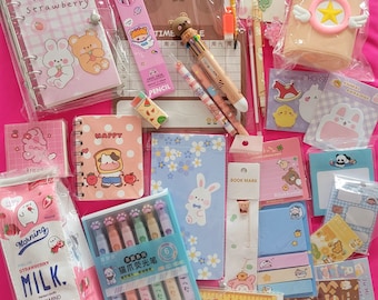 Cute school supplies box | Kawaii stationery box| back to school box gifts| pencil case mystery stationery bundle | binder journal gift set