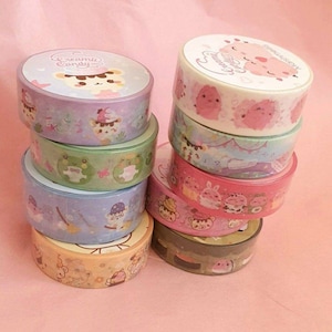 Washi Tape Bundle - Kawaii washi tape- Lindo juego de cinta washi- planificador de cinta de confeti y decoración- calcomanía de diario de bujo de bala- cerdo y oso