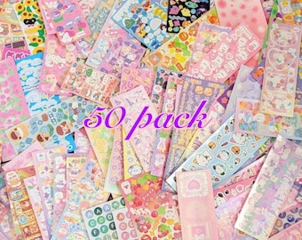 Polco Deco Stickers sheets pack| Cute korean stickers set| Aesthetic kawaii sticker sheets grab bag set| Mystery stickers confetti ribbon