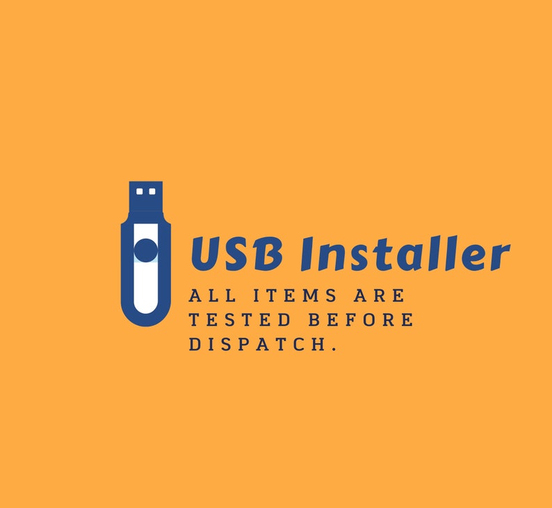 May include: A blue USB drive icon with the text "USB Installer" and the tagline "ALL ITEMS ARE TESTED BEFORE DISPATCH."