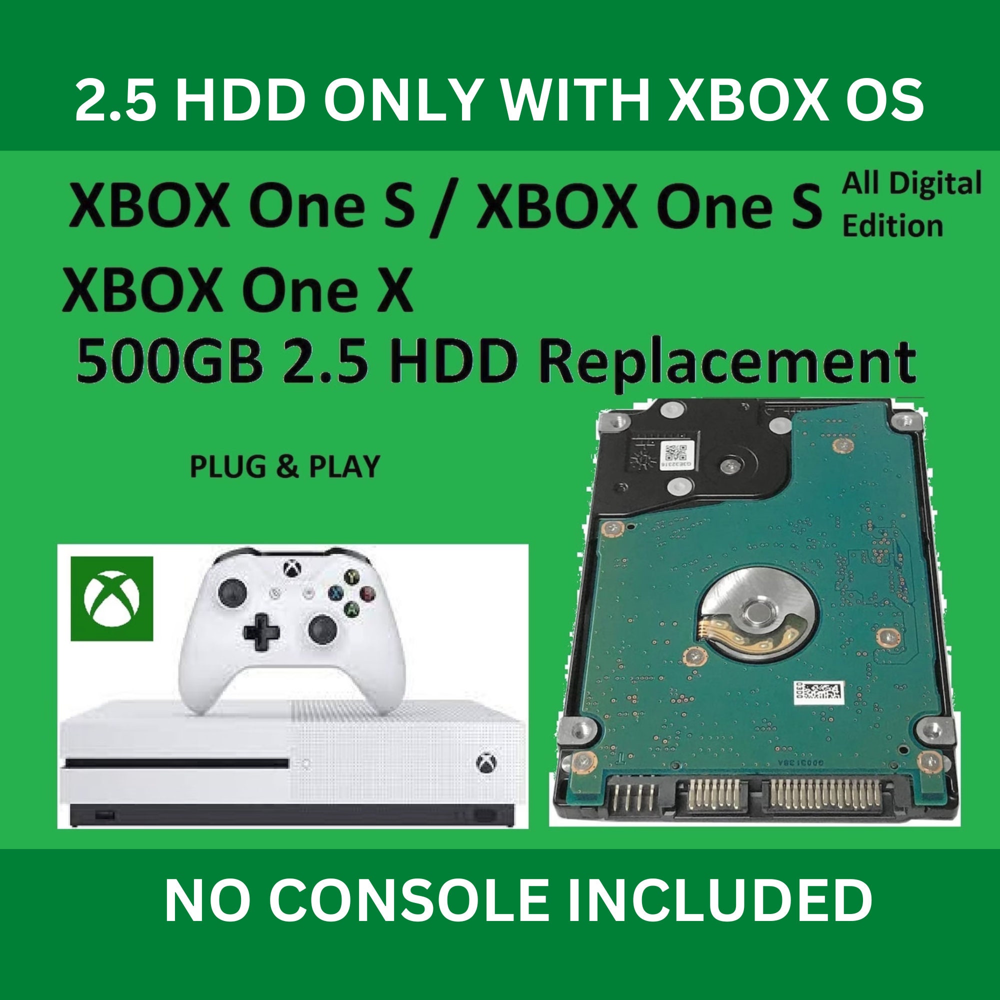 500GB XBOX HDD, for Xbox One, One S, One X, Internal Upgrade