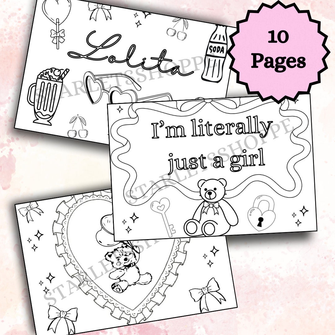 Coquette Coloring Pages for Adults and Teens/ 10 Pritntable Pdfs