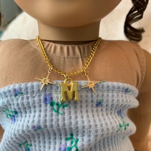 18 inch Doll Gold Initial Necklace/ Choker/ 18 inch doll jewelry/ Coquette