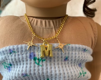 Gold Initial Halskette für 18 inch Dolls: Star Charm Detail