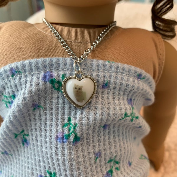 18 inch Doll Cat Heart Necklace/ Choker/ 18 Inch Doll Jewelry/ Coquette