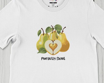 T-shirt parfaitement sucré pour enfant, fruits d'été amusants, haut coeur poire pour jeunes, cadeau nature douce