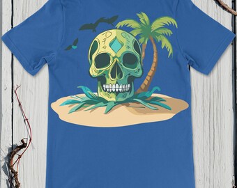 Tee-shirt Skull Island Escape, palmiers et oiseaux d'été, haut Kids Island Adventure, Oak Island, cadeau pour enfants