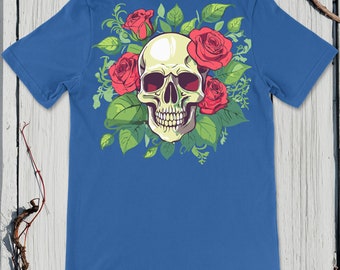 Cráneo de jardín eterno, camiseta gótica floral para niños, cráneo de verano rosa, top de renovación de la naturaleza, niños botánicos
