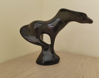 Rare Vintage Porcelain Horse Royal Dux Black Smooth Jaroslav Ježek