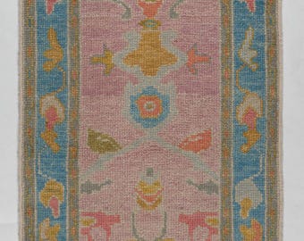 Hand Knotted Wool Rug, Pastel Floral Accent Carpet, 3x5 Area Rug