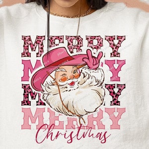 Pink Christmas Png, Christmas Sublimation Designs, Christmas Png, Retro Christmas Png, Leopard Merry Christmas PNG,Santa Claus Png, Download