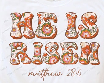 He is Risen PNG: Christian Easter Floral Design (Digital Download)
