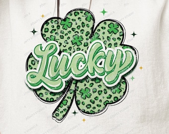 St. Patrick's Day png: Grön leopard lycko-shamrock (digital nedladdning)