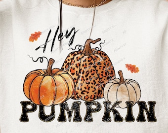 Hey Pumpkin PNG: Leopard Trio, Fall T-Shirt Design (Digital Download)