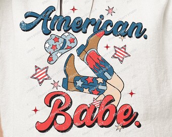 American Babe PNG, 4 de julio PNG, América, lindo, retro, occidental, país, botas de vaquero, rodeo, Descarga digital, Sublimación, Sublimar Png