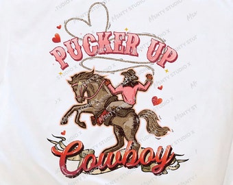 Pucker Up Cowboy PNG: Valentine Western Design (Digital Download)