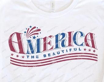 America the Beautiful PNG, Retro America PNG, 4th Of July Png, America Png, Patriotic Png, Stars and Stripes PNG, Sublimation png File