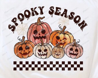 Vintage Halloween-pompoenen, png-bestand: griezelig seizoen-sublimatieontwerp (digitale download)