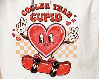 Cooler Than Cupid Valentine PNG: Retro Boys T-Shirt Design (Digital Download)